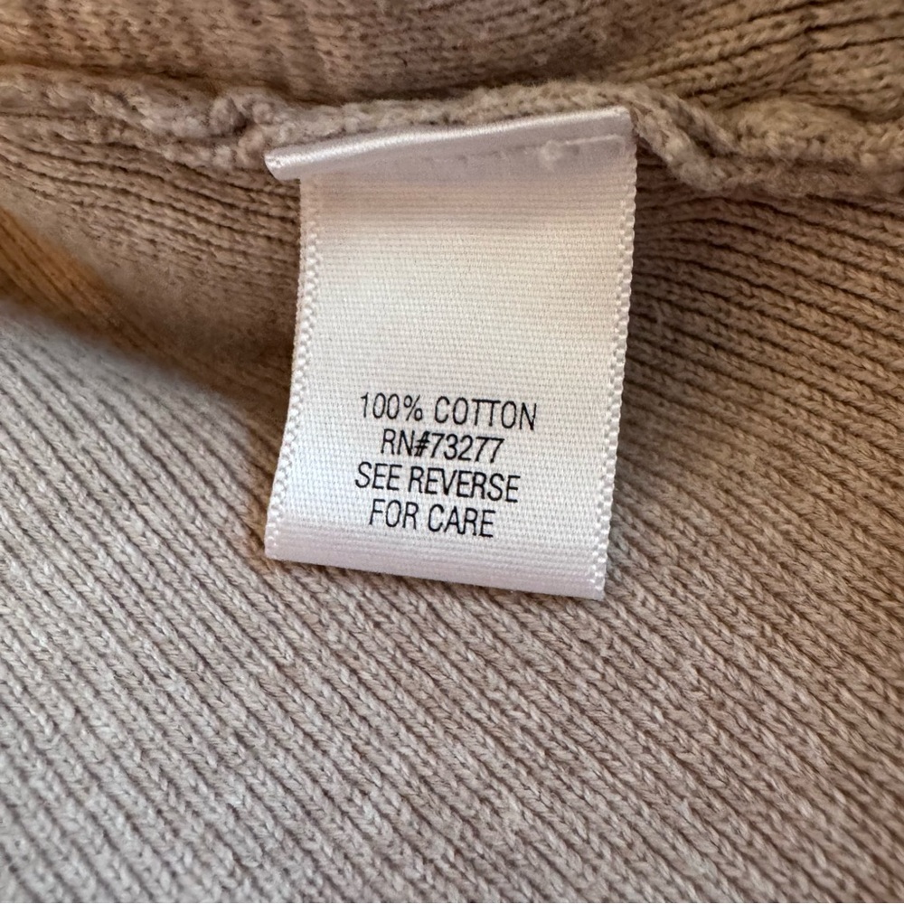 Croft & Barrow Beige Women's Full Zipper Cardigan‎ Sz Large 100% Cotton Collared - Picture 5 of 9